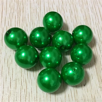 

20mm 110pcs/lot Christmas Green color chunky Acrylic Pearl Beads for Chunky Necklace Jewelry making#74