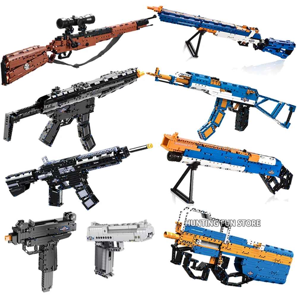 

Fit Legoness Technic Guns Block Pistol Ak47 M1A1 MP5 Desert Eagle Military Sets Building Blocks Brick Kits Toys for Kid Children
