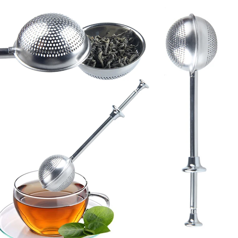 Сетчатый фильтр для чая из нержавеющей стали для заварки чая многоразовый Телескопический фильтр для чайных пакетиков, зеленое чайное ситечко, заварник, посуда для чая