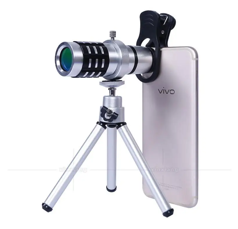 

12x 30mm 12 Times Photograph videotape Telescope Outdoor Monocular Telescope with mobile phone Camera Handset Clip Clamp Tripod