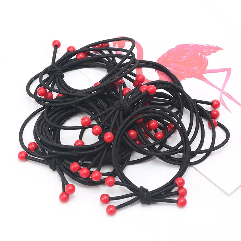 10Pcs/lot Red Elastic Bands Children Ponytail Holder Rubber Hair