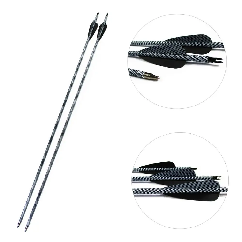 

High Quality Archery Arrows 340/400/500 Spine Carbon Arrows For Hunting Shooting 28/29/30 inch With Vanes Pack of 6