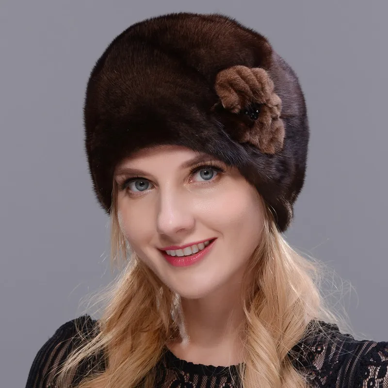 Woman's Winter Warm Hat The Whole Mink Fur Hot Sale Mink One Type Fur