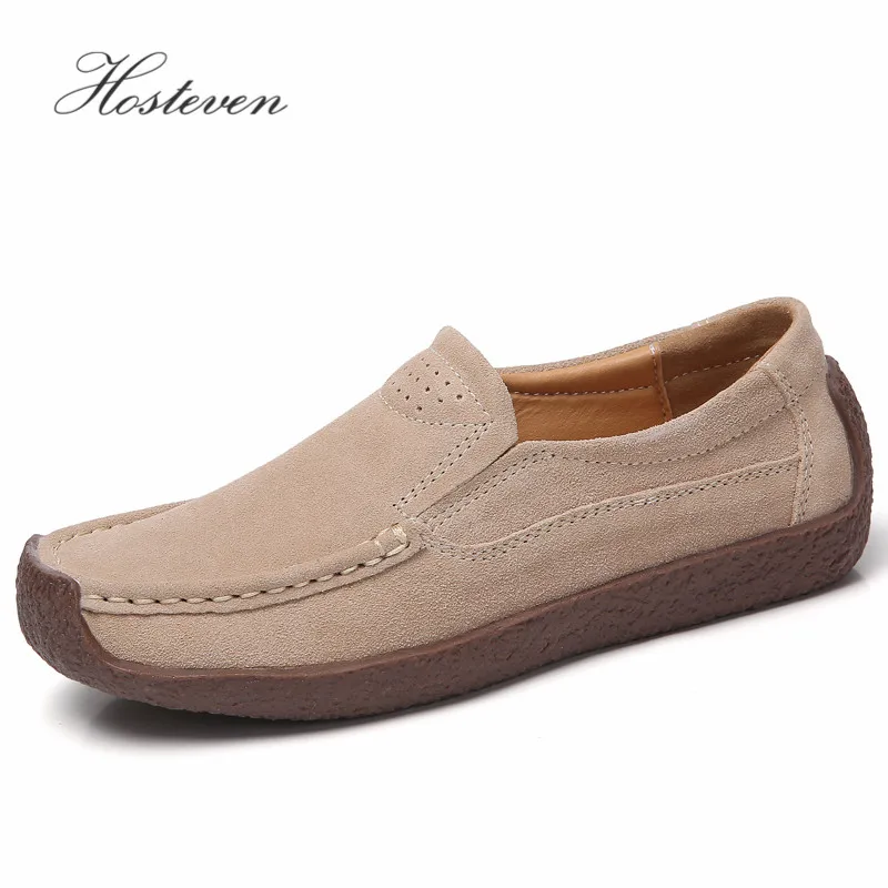 

Hosteven Women Shoes Loafers Casual Flats Moccasins Genuine Leather Spring Autumn Female Ladies Leather Black Footware