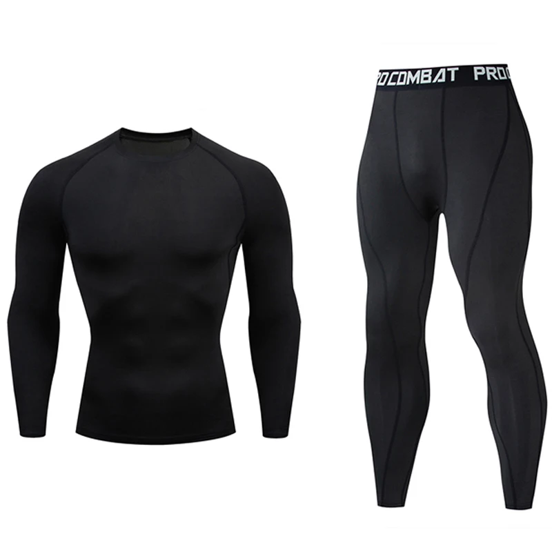 

New Men MMA Boxing Shorts Compression Pants Rashguard Fitness Long Sleeve Base Layer Skin Tight Men T Shirts men's sportswear