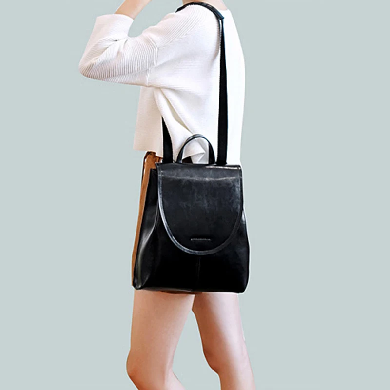 2018 New fashion backpacks genuine leather female shoulder bag soft