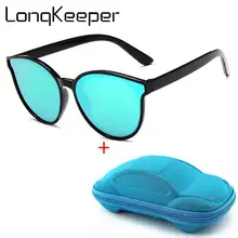 LongKeeper очки детские роскошные солнцезащитные очки "кошачий глаз" солнцезащитные очки для мальчиков девочек зеркало черный серебряные оправы UV400 gafas с чехлом