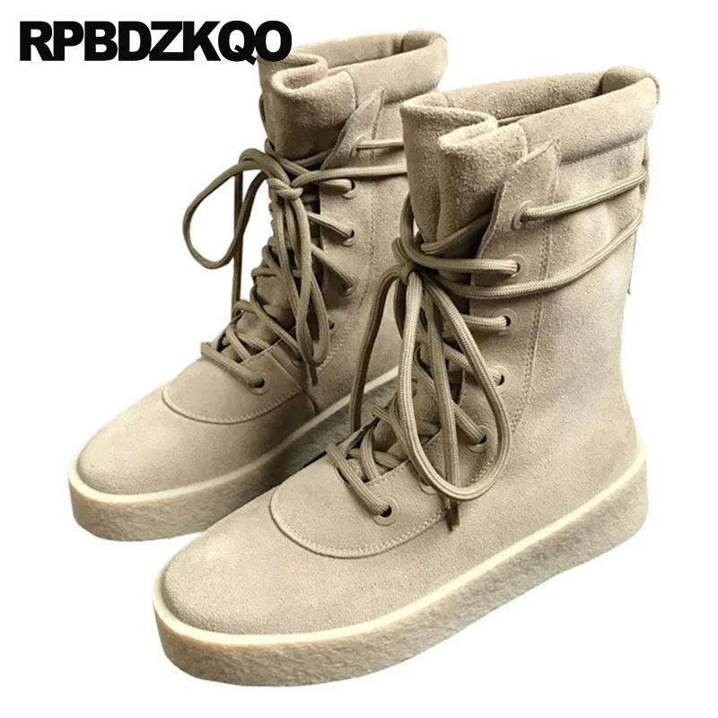 

winter wedge women ankle boots medium heel lace up shoes genuine leather platform round toe casual muffin flatform creepers