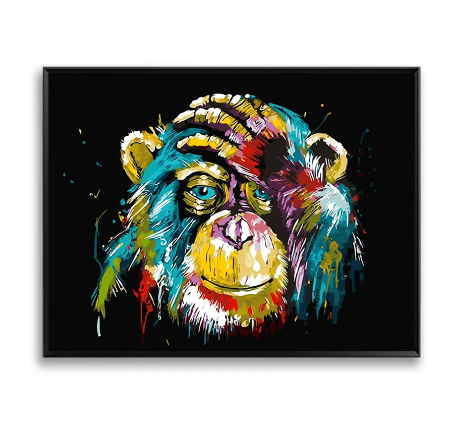 

Canvas Painting Monkey DIY Painting By Numbers Wall Art Digital Coloring Canvas Art Colorful Animal Home Decoration SZH-46