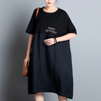 

fashion cotton linen vintage stripe plus size women casual loose long summer dress elegant vestido clothes 2019 dresses