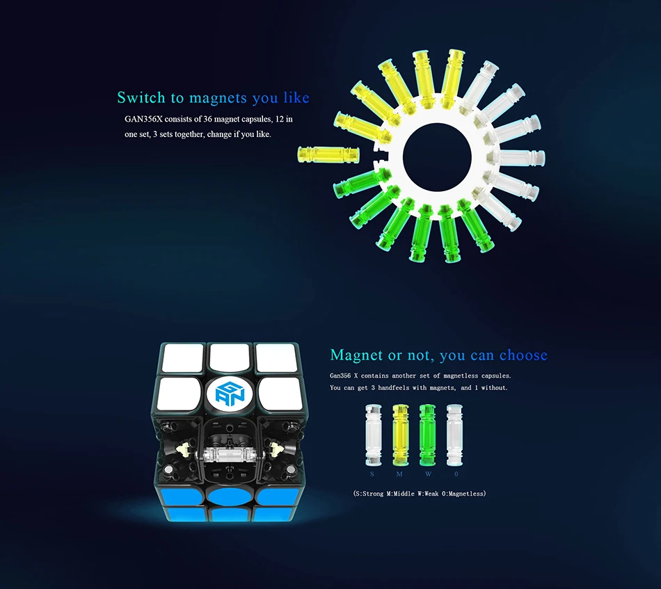 GAN356 X Магнитный куб 3x3 магический куб скорость Gan356X 356X кубик Гань 3*3 сменные магниты профессиональные игрушки Cubo Magico 3x3