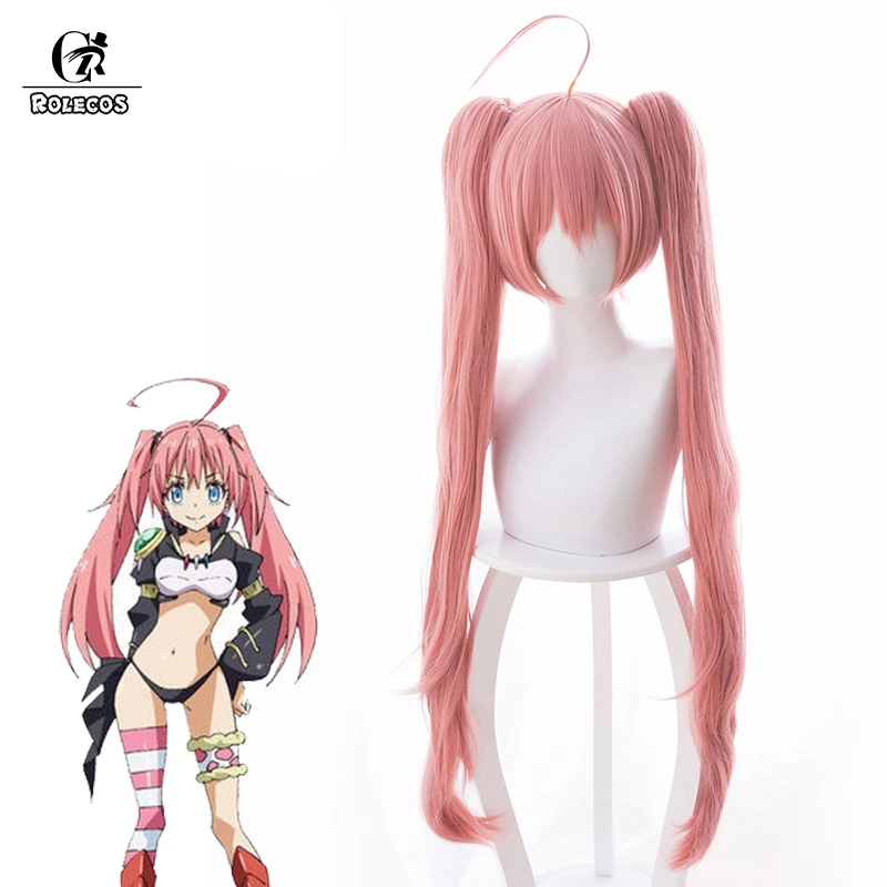 

ROLECOS Milim Nava Cosplay Hair That Time I Got Reincarnated as a Slime Cosplay 90cm Long Pink Women Hair Tensei shitara Slime D