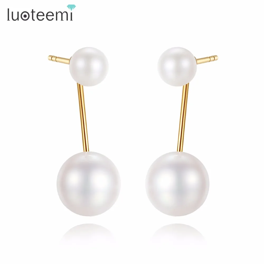 LUOTEEMI Drop Earrings Gold Silver Freshwater Natural Small Pearl 4-4.5mm Big Pearl 6.5-7mm Trendy Popular Fashionable For Women LUOTEEMI Drop Earrings Gold Silver Freshwater Natural Small Pearl 4-4.5mm Big Pearl 6.5-7mm Trendy Popular Fashionable For Women
