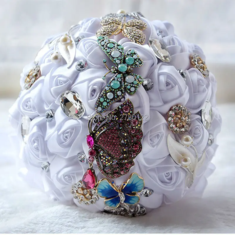 2019 Свадебный букет de mariage жемчуг с бабочкой невесты Искусственный Свадебный s цветы бисер Кристалл