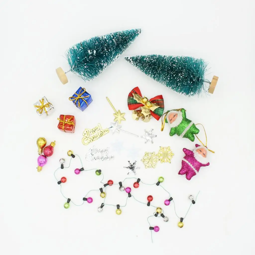 1/12 Dollhouse Miniature Christmas Tree Santa Claus ''Merry Christmas'' Letters Board Xmas Party Decoration Set Toys