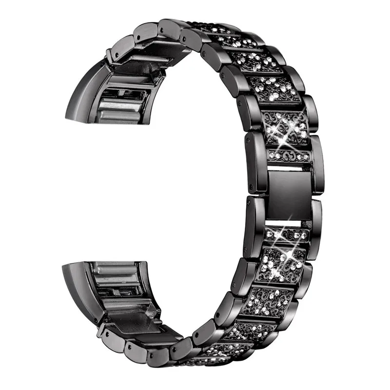 

Newly Replacement Metal Bands with Rhinestone Bling Adjustable Bracelet For Fitbit Charge 2 DOD886