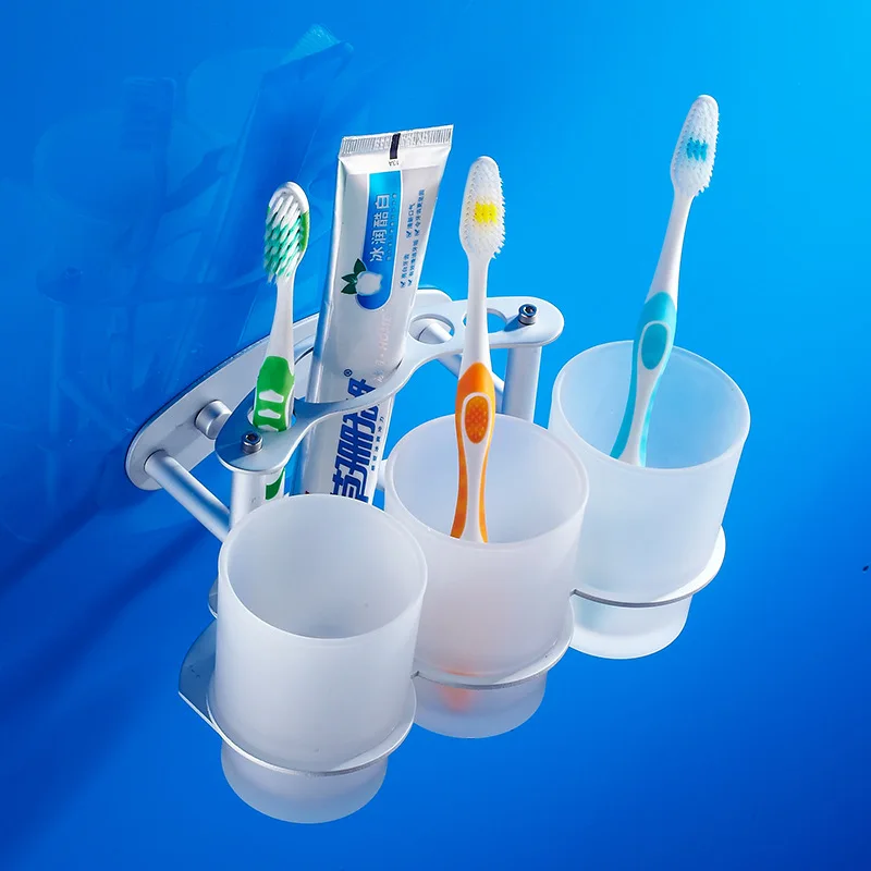Space Aluminum Toothbrush Mouthwash Cup Holder Bathroom Tumbler Storage