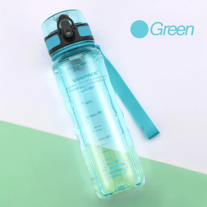 Пластиковая Спортивная бутылка для воды 350/500 мл, шейкер для заварки чая с фруктами и лимонами, портативная туристическая бутылка для питья для воды, Тритан, BPA бесплатно - Цвет: 500ml Green