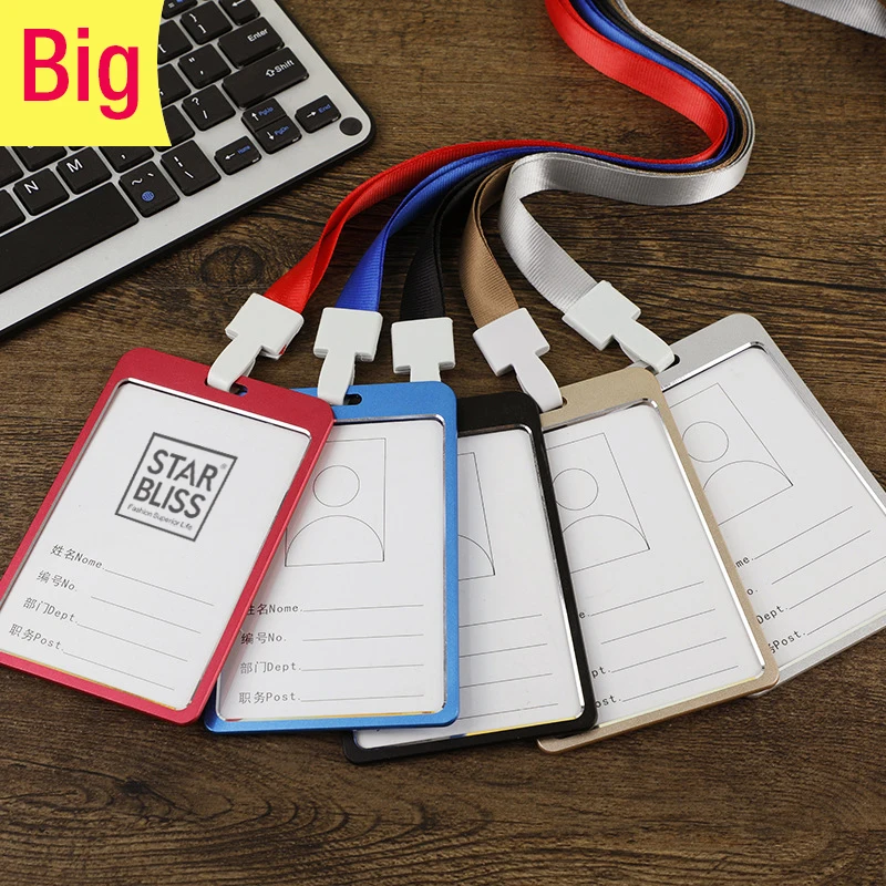 

Unisex Business Work Card Aluminum Alloy Work Name Card Holders ID Badge Lanyard Holder Hot Vertical Metal ID Business Case Hot