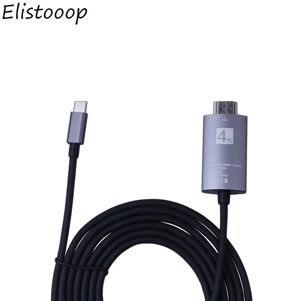 Elistooop USBC кабель переходник с Type C на HDMI 4K HDTV золотистый Кабель адаптер USB 3 1 для hdmi
