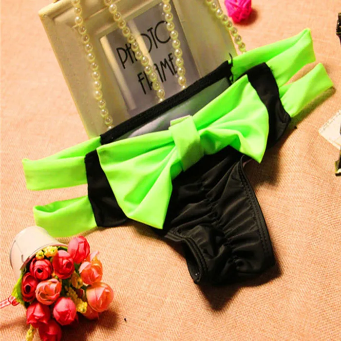 Летние милые плиссированные трусики с бантом, стринги, бикини, сексуальные женские тонкие плавки для плавания, бикини для бассейна - Color: design 1