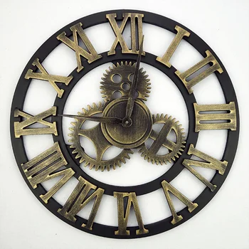 

Decorative Wall Clock Modern Minimalist Living Room Shop Retro Gear Large Round Clock Personalized Creative DIY Wood