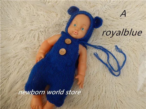 Реквизит для фотосъемки новорожденных мохеровая шапка с медведем и мохеровые брюки