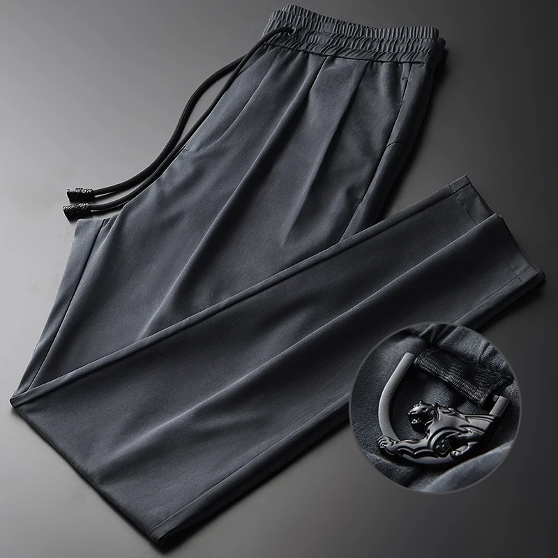 

Minglu Lyocell Men Pants Luxury Summer Thin Casual Ankle-length Pants Plus Size 4xl Hight Quality Slim Elastic Waist Man Pants