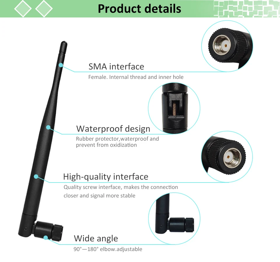 10 шт. 2,4 ГГц телевизионные антенны wi fi 5dBi RP-SMA мужской 2,4 antena маршрутизатор + 21 см PCI U. FL IPX к RP SMA мужской косичка кабель