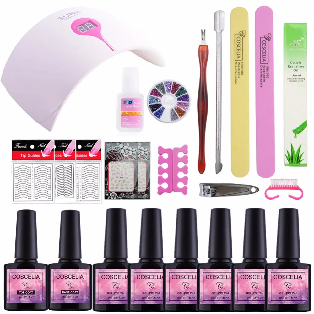 Nail Art Pro DIY Full Set Soak Off UV Gel Polish Manicure Set 24W