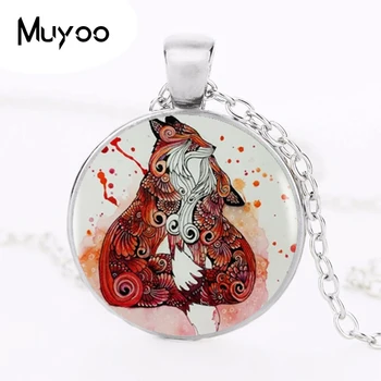 

2017 Fox with Her Baby Pendant Choker Statement Round Necklace For Women Dress Accessories Glass Dome Jewelry HZ1