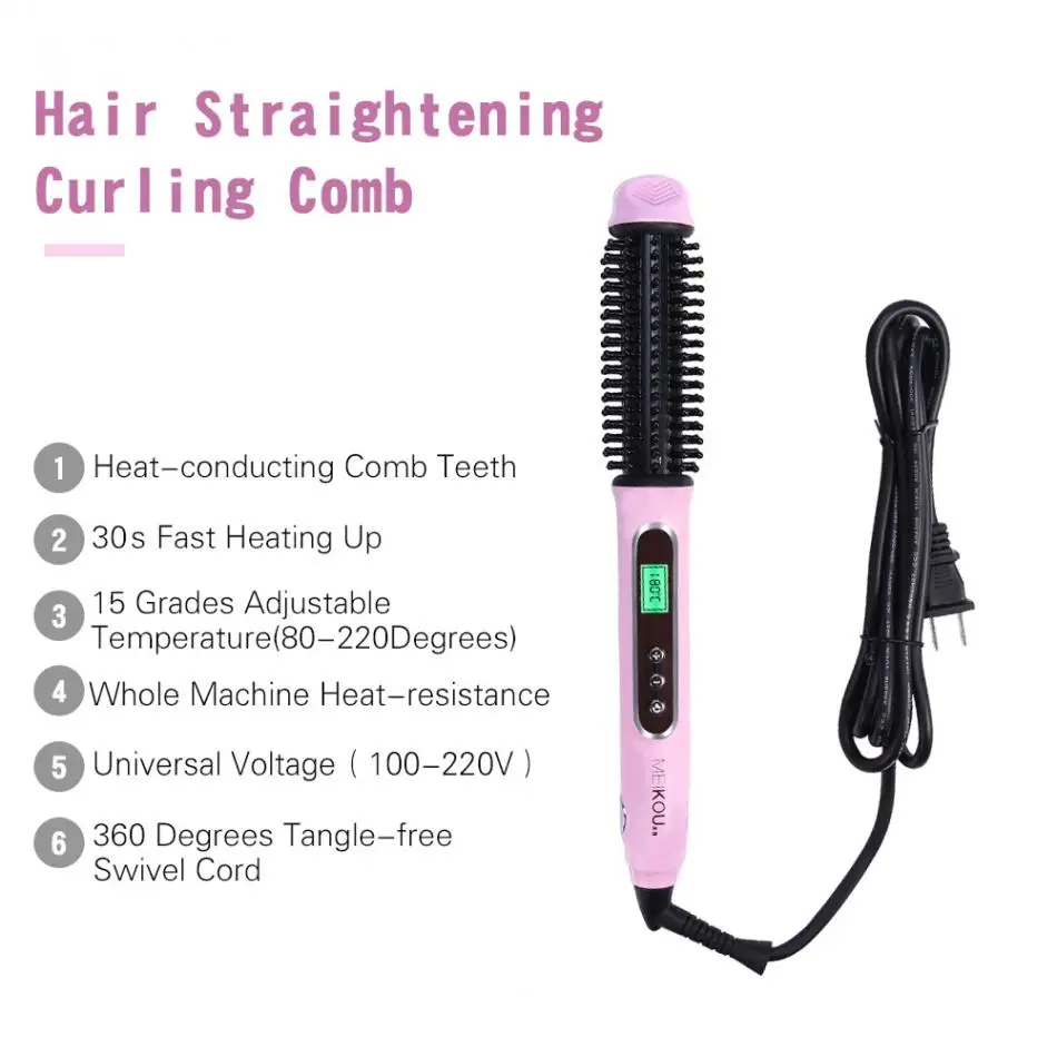 Digital Electrical Hair Straightener Curler Hair Straightening Curling