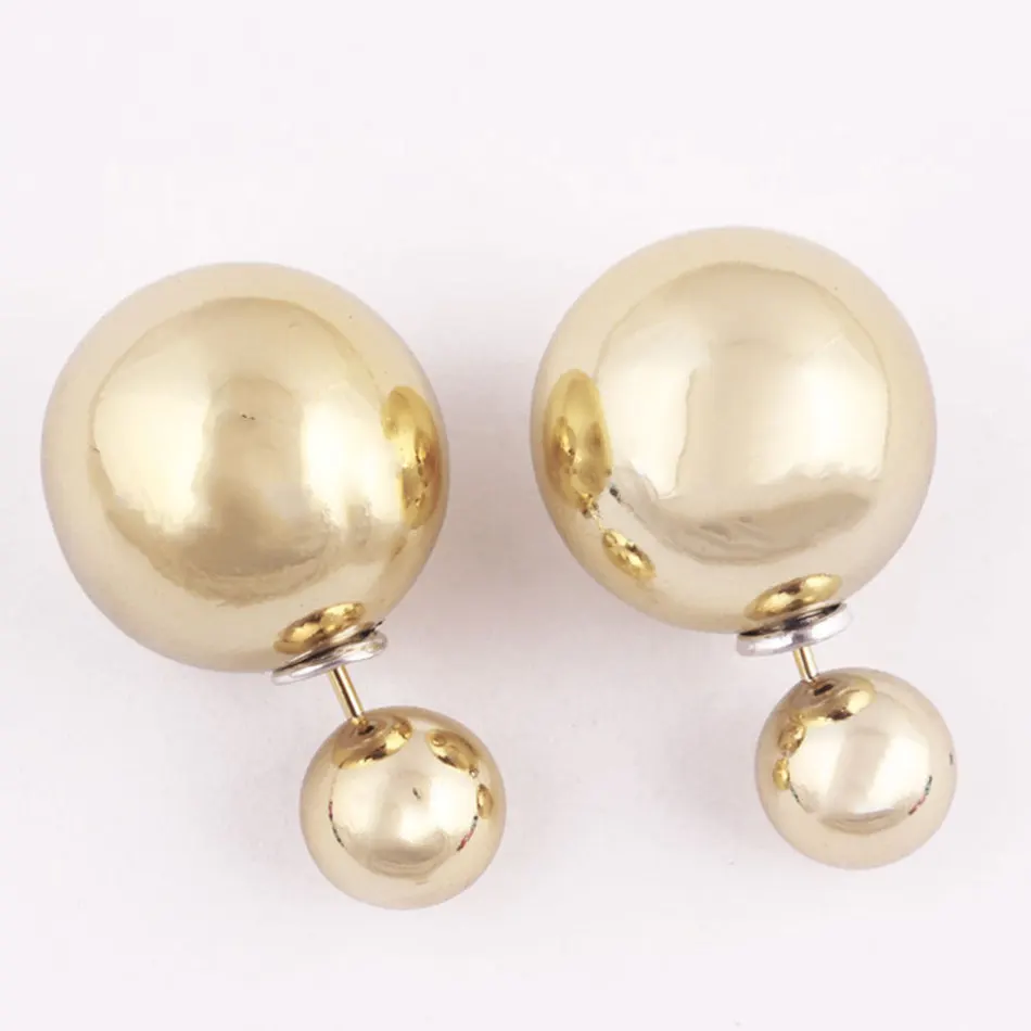 

Candy Color Shinning Double Ball Shape Earrings Resin Stud Earring Double Sided Pearl Ear Studs Earrings For Women Jewelry