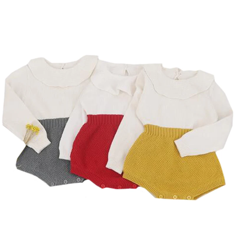 

Baby Girl's knit Rompers Long Sleeve Wool Knitted Rompers Baby Princess Triangle Jumpsuit Toddler Kid's Autumn Winter Clothing