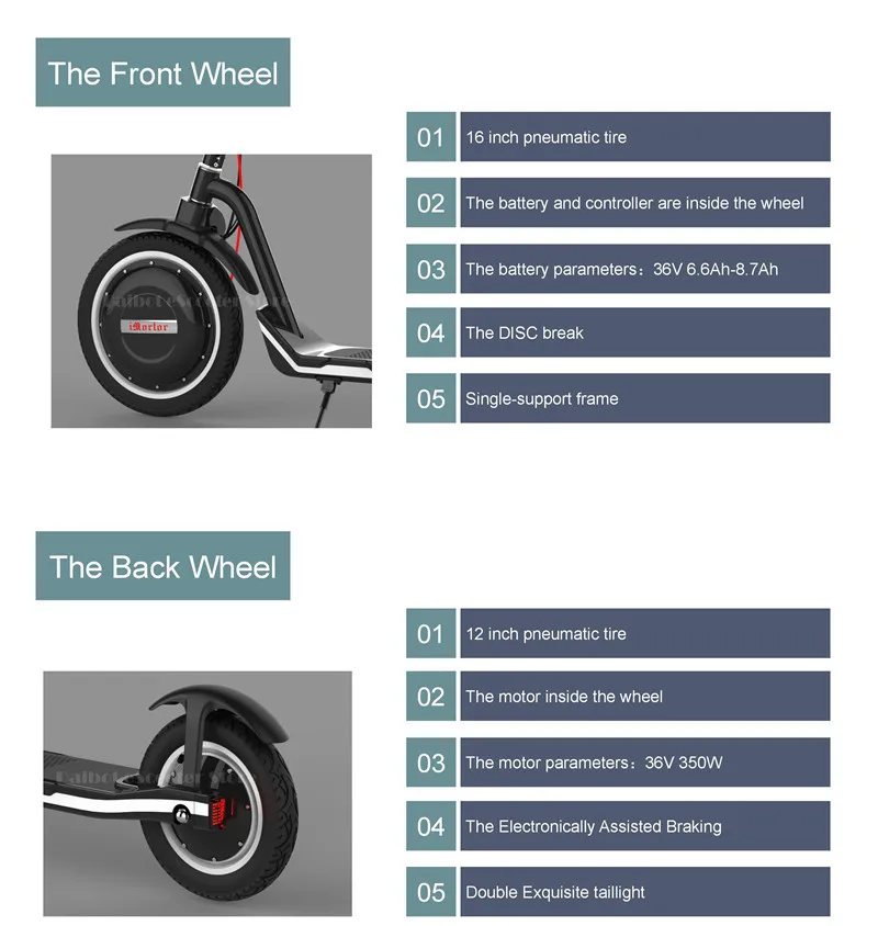 Daibot Electric Scooter Foldable Two Wheels Electric Scooters 16 Inch 350W 36V Scooter Electric Off Road BlackRed For Adults (7)