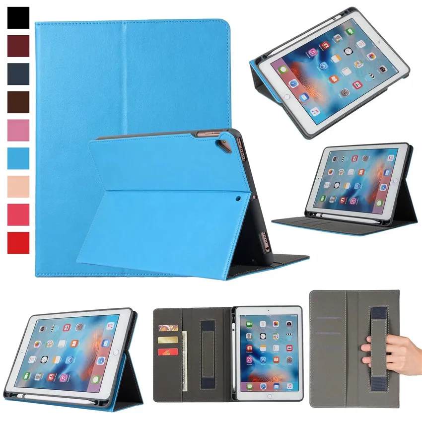 Для Apple iPad 9,7 чехол с карандашом держатель A1822 A1893 чехол для планшета для iPad Air 1 2 для iPad Pro 9,7 Funda чехол s+ ручка - Цвет: light blue