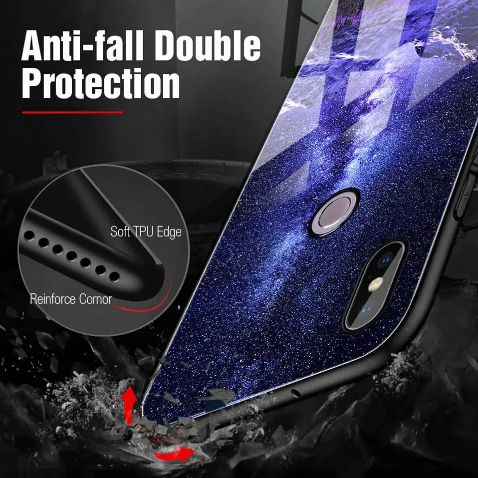 Stars Glass Case For Xiaomi Redmi Note 5 Pro 4X Coque Silicone Luxury Case For Xiaomi Mi A1 A2 Lite Redmi 6A 6 Pro 5 Plus Cover  (7)