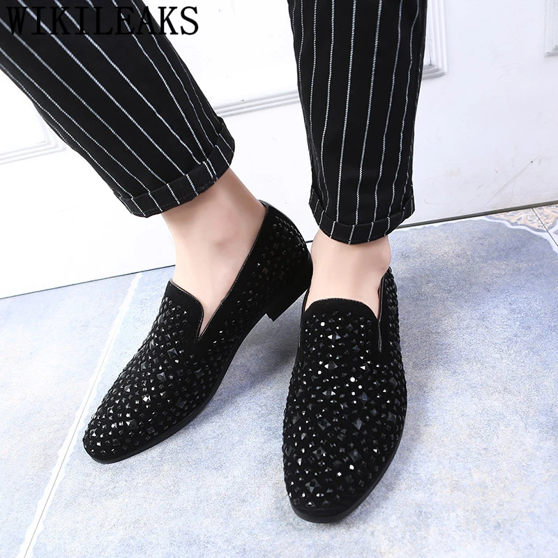 coiffeur formal shoes men rhinestone mens dress shoes sepatu slip on pria loafers men wedding shoes moda italiana de hombre bona