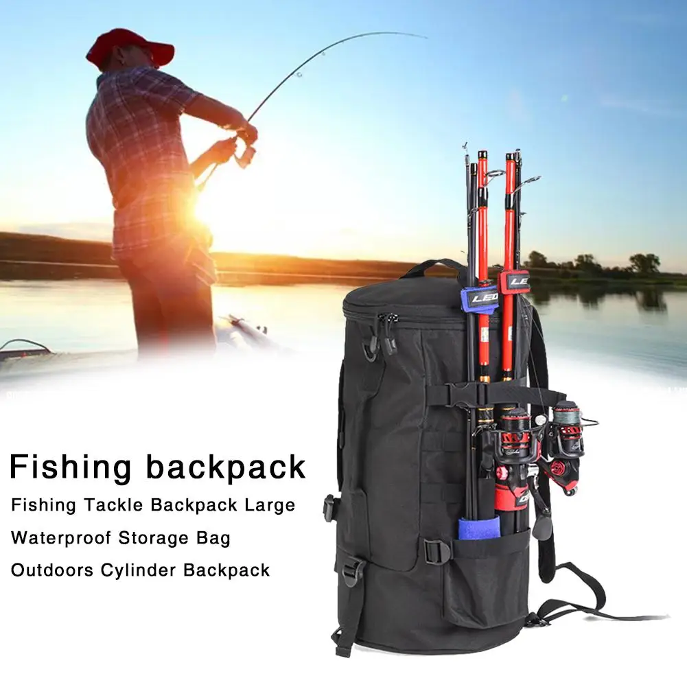 

23L Large Fishing Tackle Bag Waterproof Nylon Fishing Bag Box Fly Reel Rods Carp Backpacks Tool Outdoor Camping Hiking Huntting