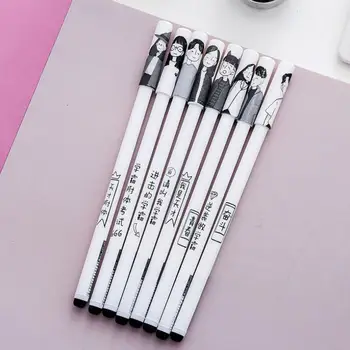 

2 pcs/lot Hand-Painted Pen Cap Personality Funny Text Gel Pen 0.5mm Full Needle Black Pen for Student Writing Corporate Office