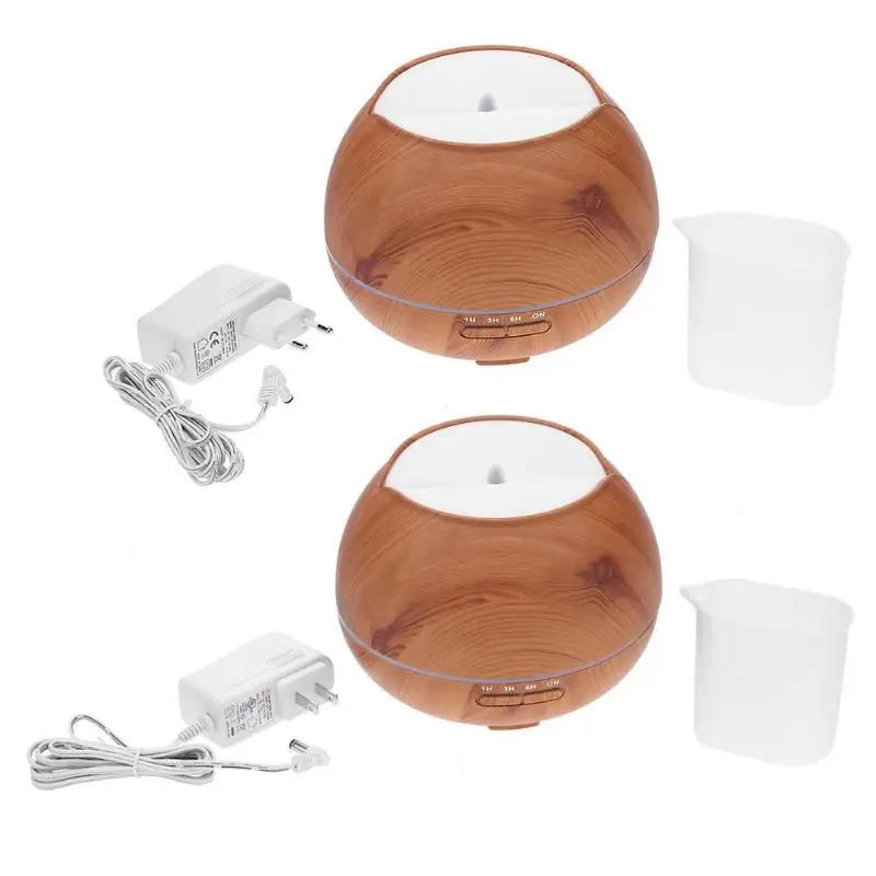 

400ML Aroma Essential Oil Diffuser Wood Grain Ultrasonic LED Air Humidifier 3-color LED Flash For Home Office EU/US Plug