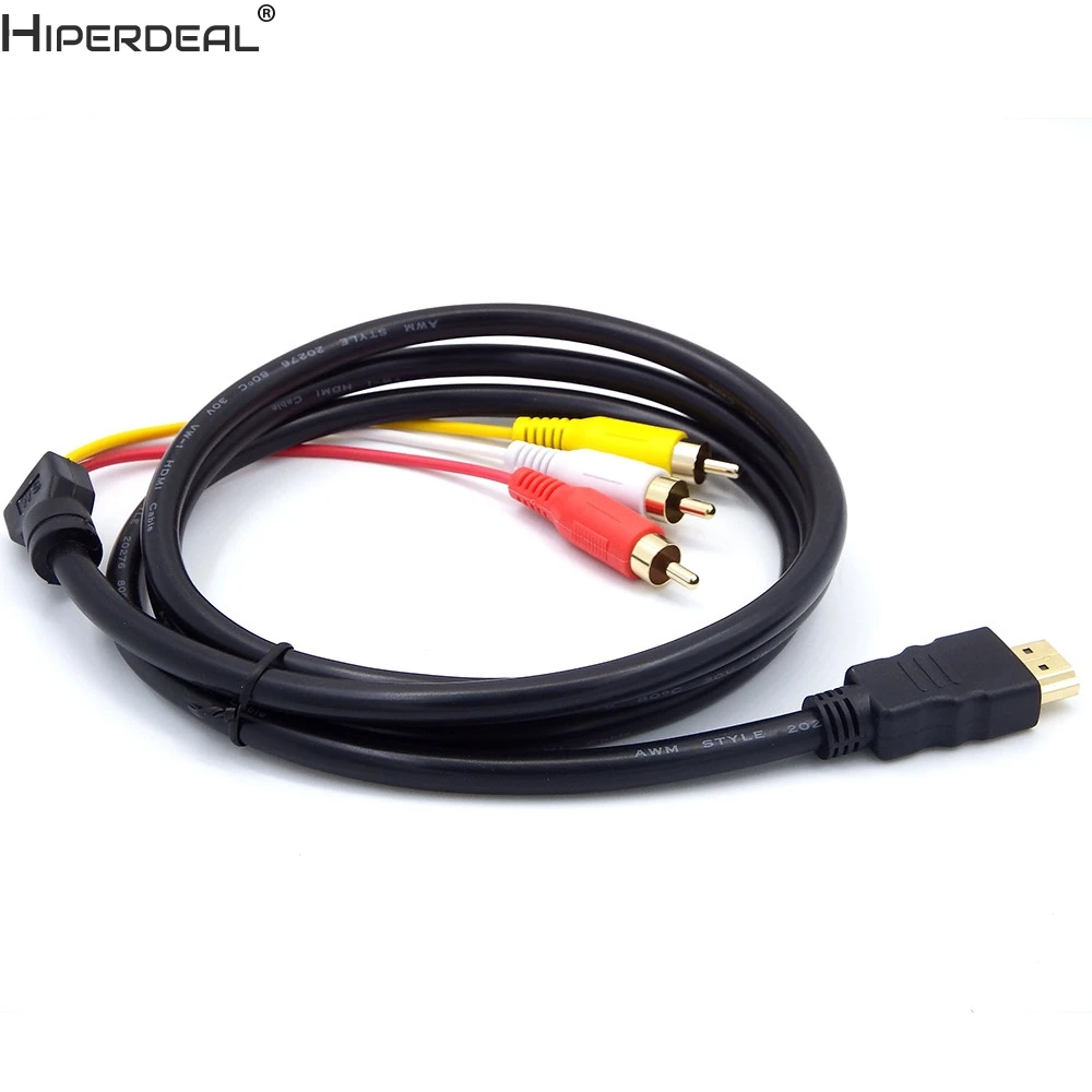 HIPERDEAL HDMI мужчин и 3RCA AV композитный Мужской M/M Разъем Кабель-адаптер Шнур передатчик Oct30HW