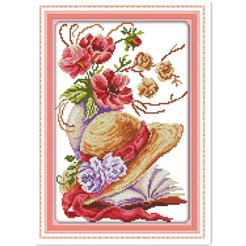 

Poppy Flower Hat Chinese Counted Cross Stitch Pattern DIY Set Home Decor Embroidery Cross Set DMC Cross Stitch Fabric Painting