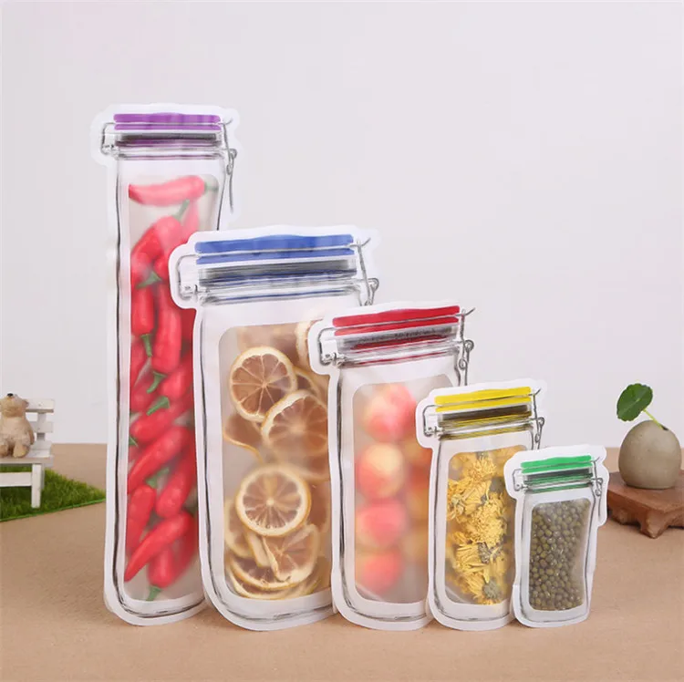 50PCS Thick Mason Jar Bottle ZipLock Packaging Bag DIY Stand-up