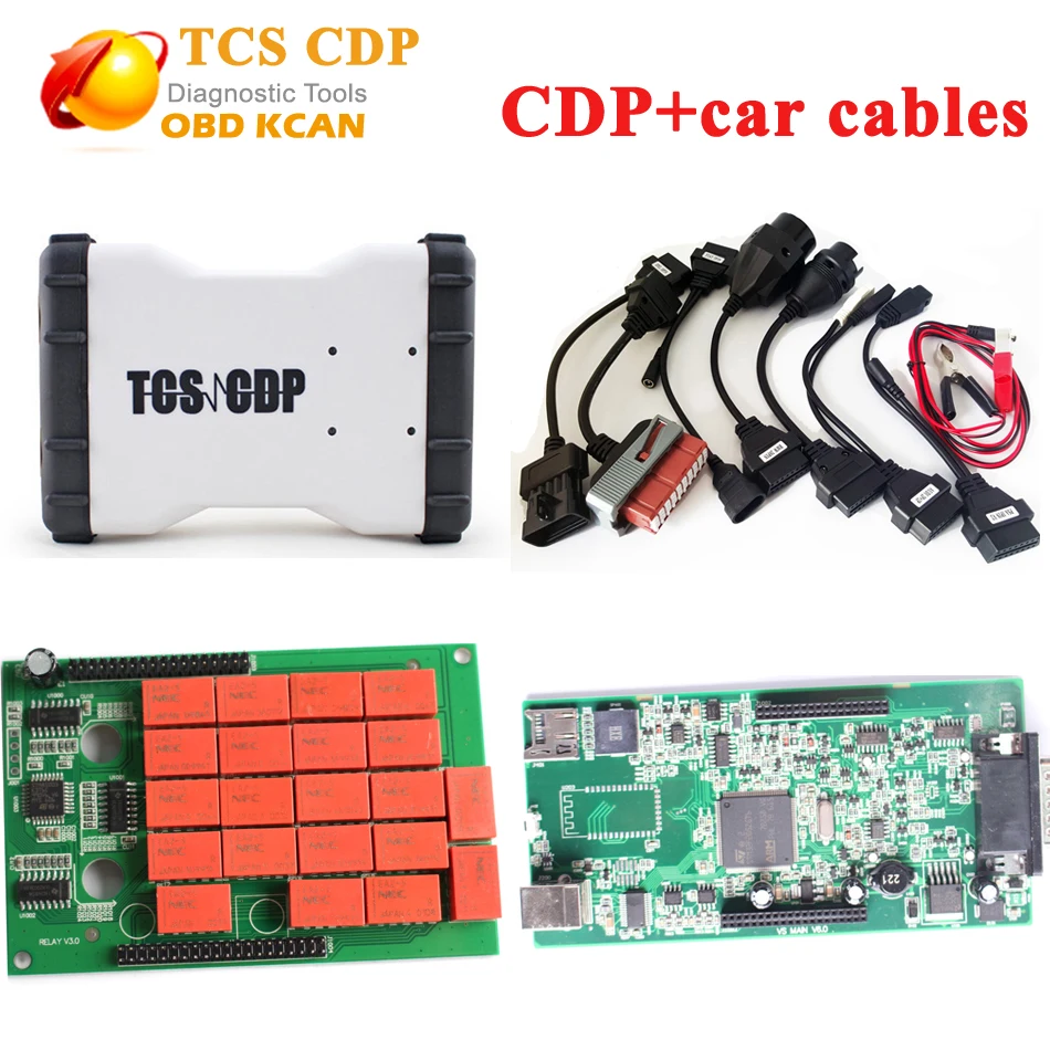 

TCS CDP pro plus with 2016 with keygen new VCI cdp without bluetooth + full set 8 pcs CDP car cables diagnostic tool TCS CDP