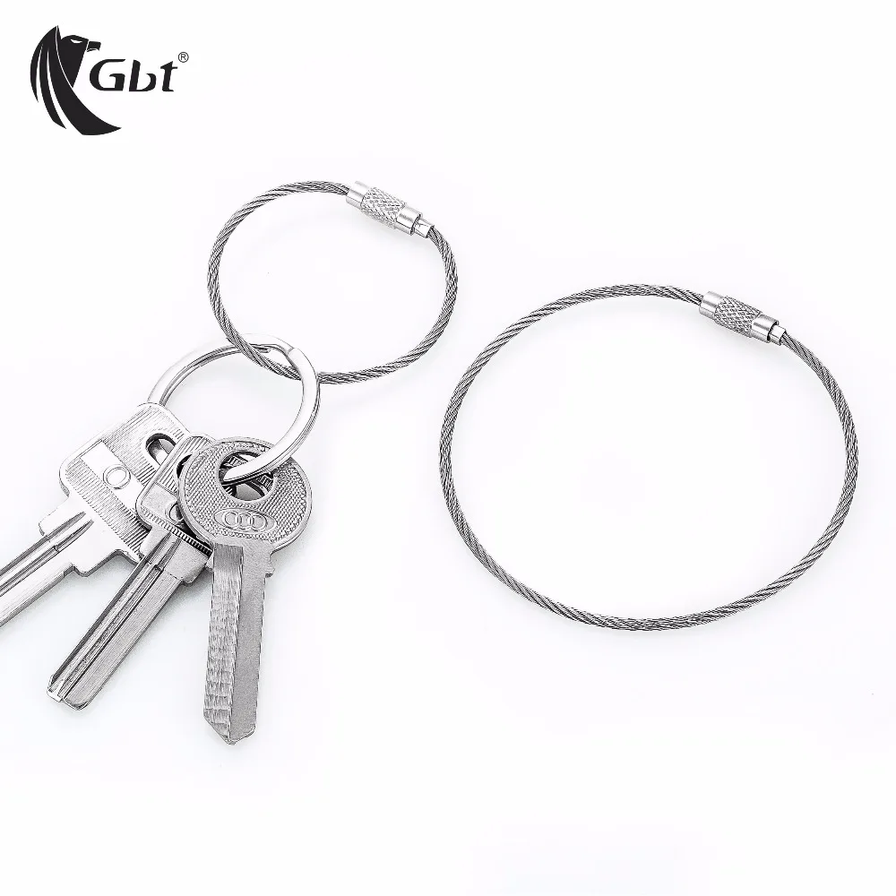 Keyring 304 Stainless Steel Wire Ring Household Rope With Sheath Storage Keychain