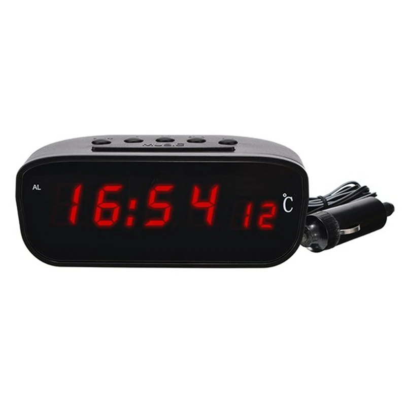 2 in 1 Digital Auto Car Thermometer Electronic Clock Alarm