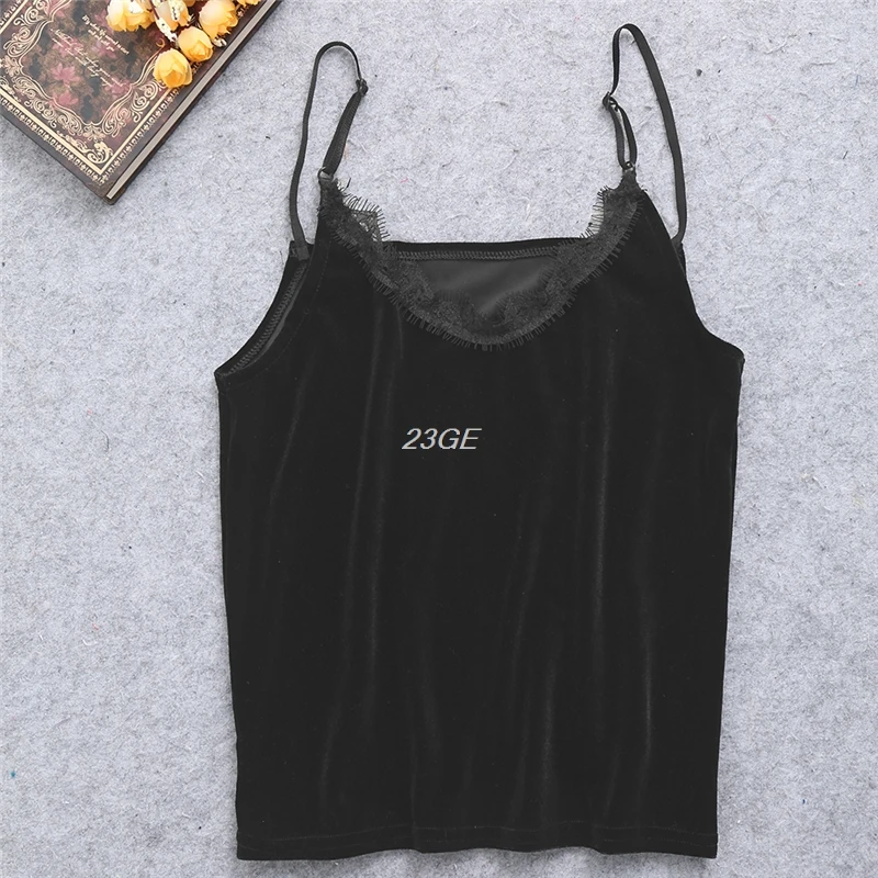 2017 Sexy Women Pleuche Eyelash Lace Sling Camisole V-neck Vest Slim Tank Tops APR5_30 2017 Sexy Women Pleuche Eyelash Lace Sling Camisole V-neck Vest Slim Tank Tops APR5_30