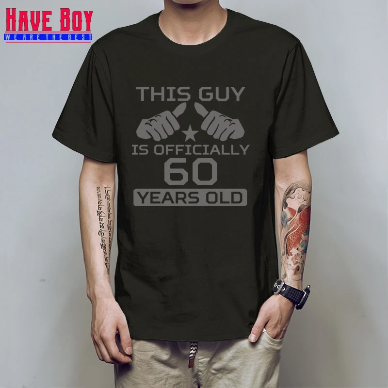 Футболка с надписью HAVE BOY Age Bday для мальчиков 60 лет мужская рубашка на день