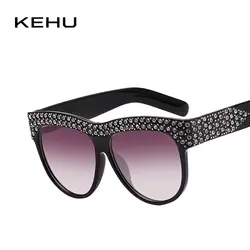 KEHU заклёпки Квадратные Солнцезащитные очки для женщин фирменный дизайн Новая мода смола Алмазная оправа солнцезащитные очки коллокации